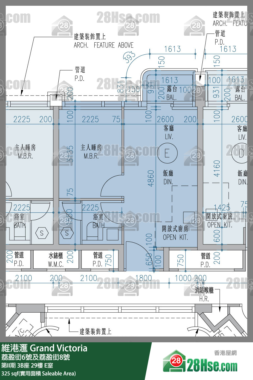 維港滙I 第II期 3B座 29樓 E室 平面圖