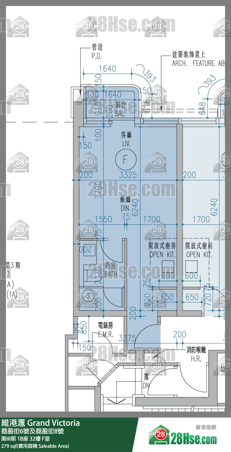 維港滙I 第III期 1B座 32樓 F室 平面圖