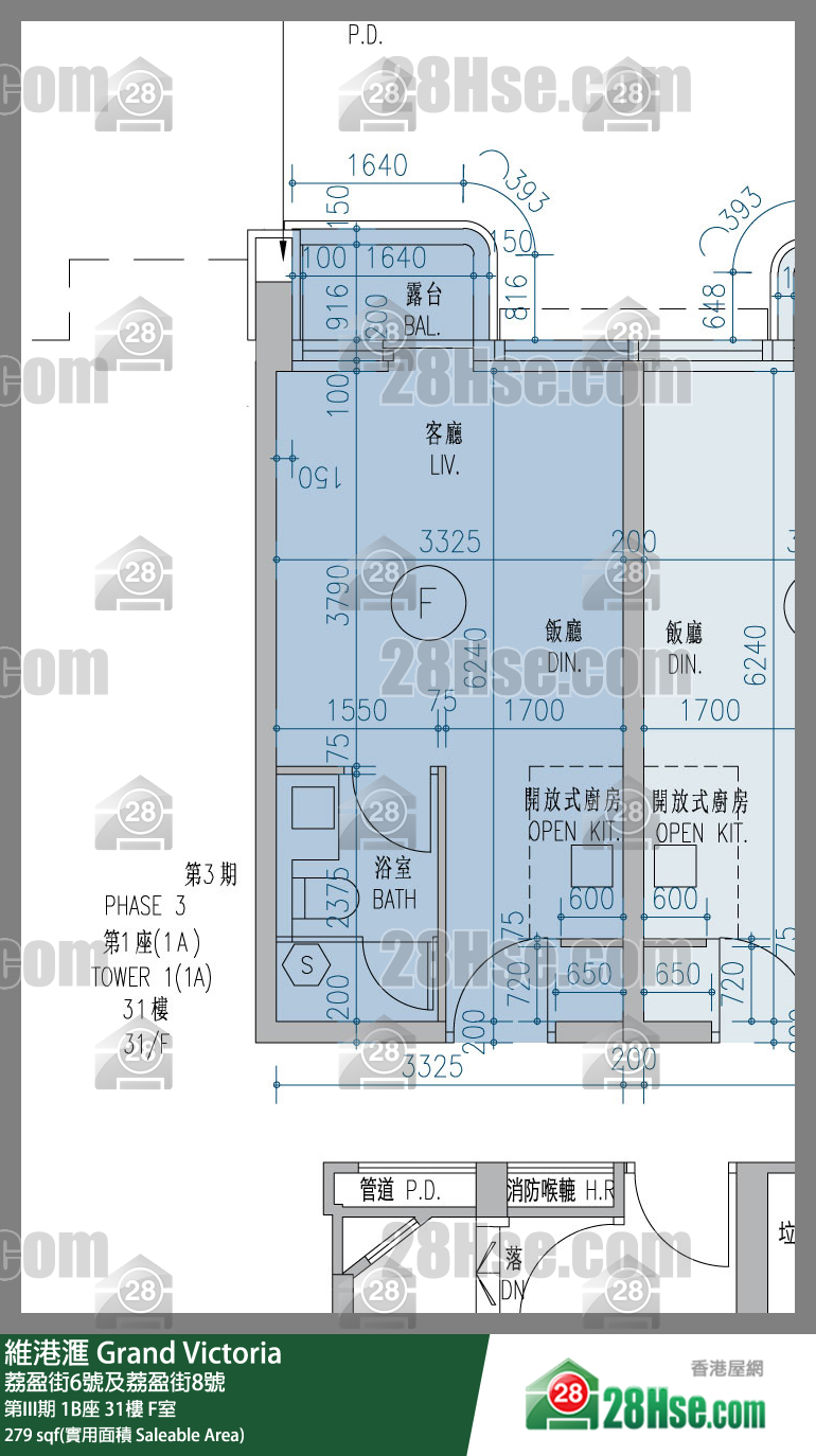 維港滙I 第III期 1B座 31樓 F室 平面圖