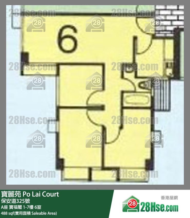 寶麗苑 A座 寶福閣4樓 6室 平面圖