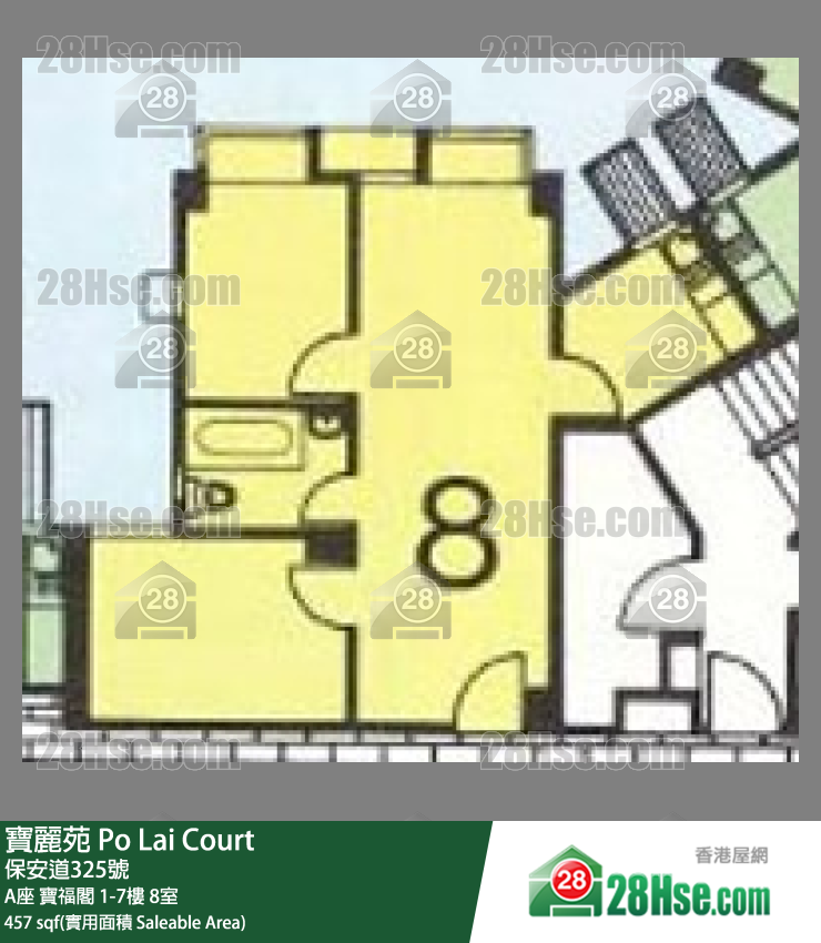 寶麗苑 A座 寶福閣 8樓 8室 平面圖