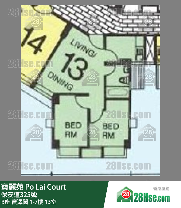 寶麗苑 B座 寶澤閣2樓 13室 平面圖