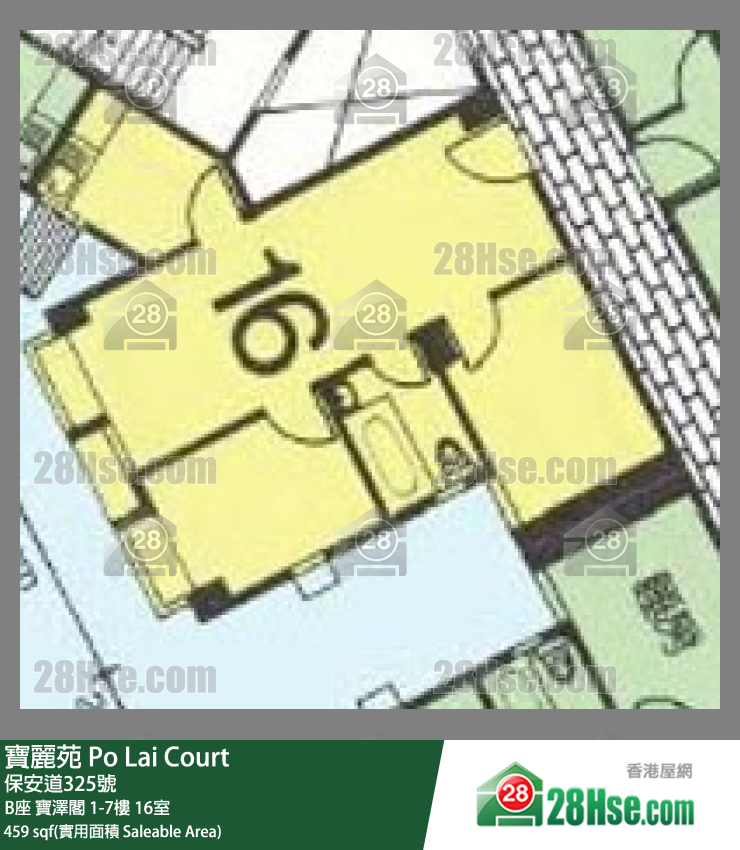 寶麗苑 B座 寶澤閣4樓 16室 平面圖