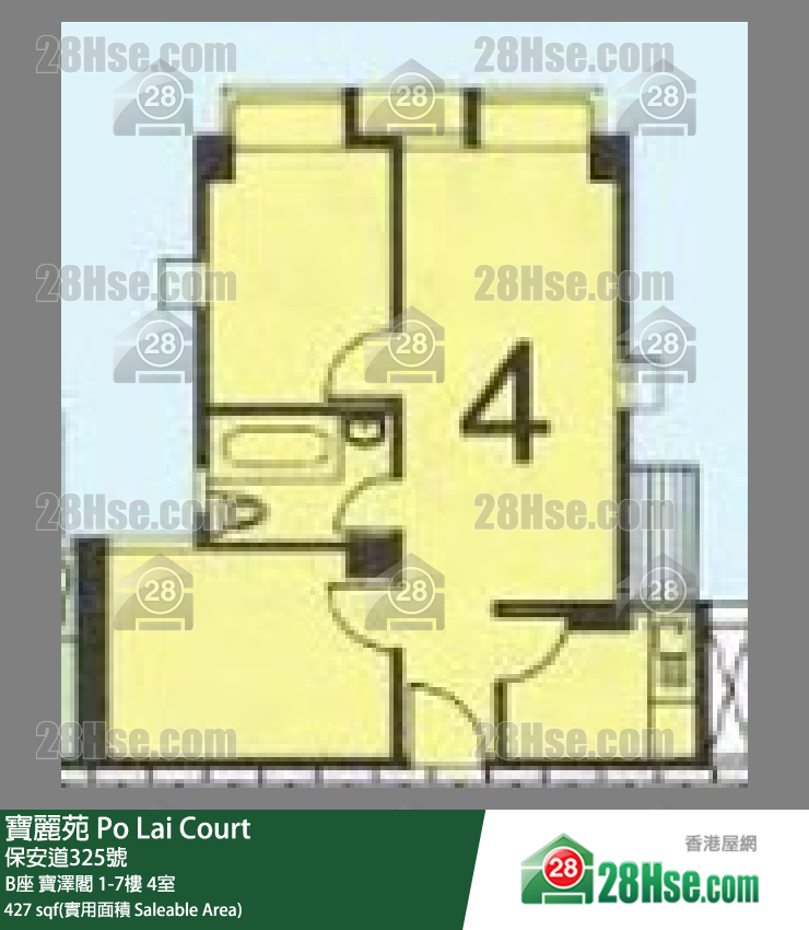 寶麗苑 B座 寶澤閣5樓 4室 平面圖
