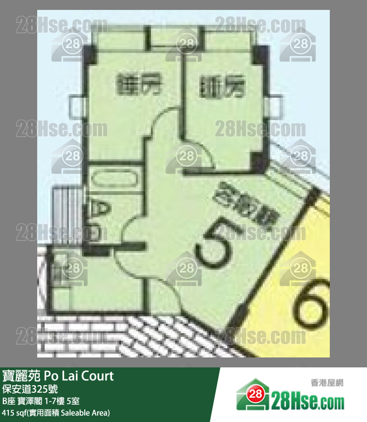 寶麗苑 B座 寶澤閣1樓 5室 平面圖