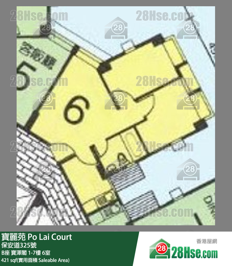 寶麗苑 B座 寶澤閣1樓 6室 平面圖