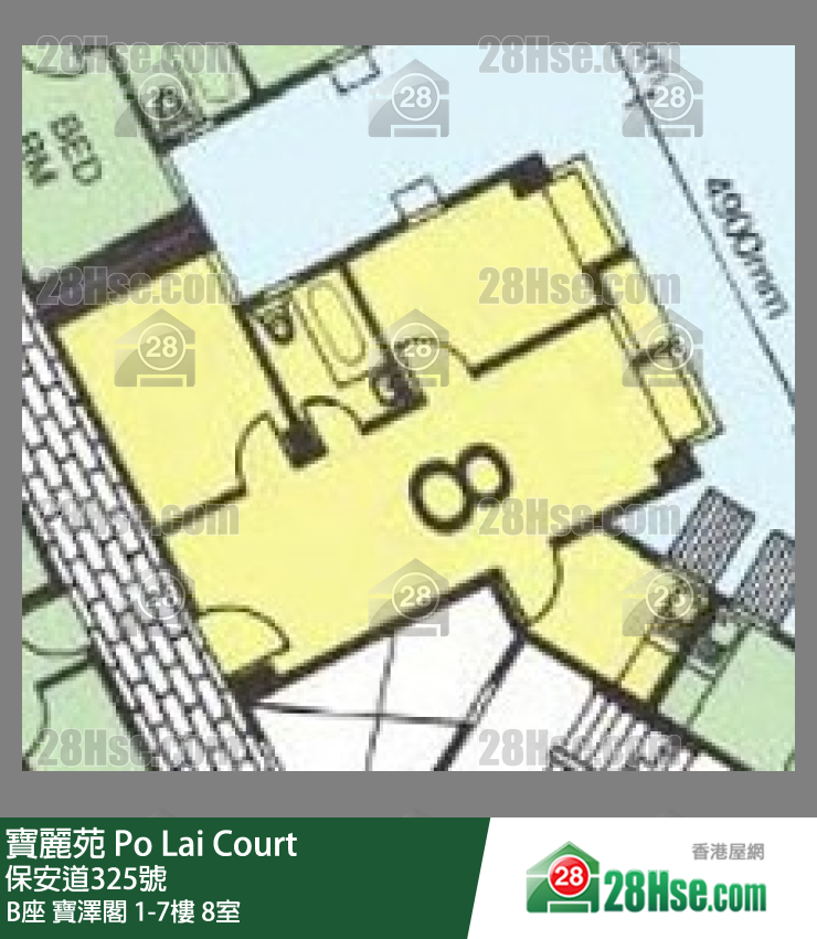 寶麗苑 B座 寶澤閣1樓 8室 平面圖