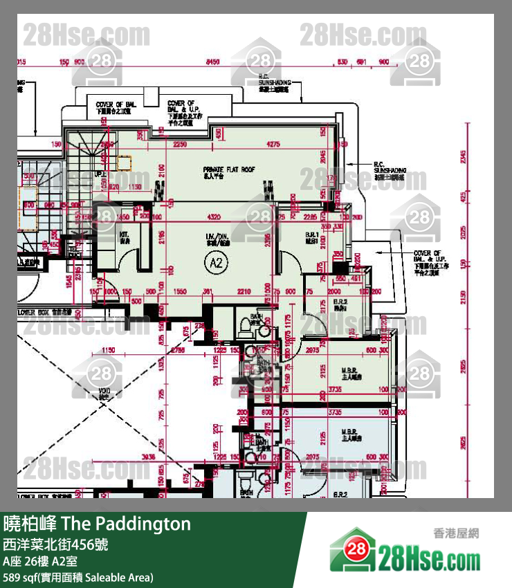 曉柏峰 A座26樓 A2室 平面圖