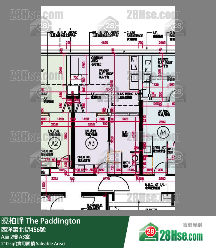 曉柏峰 A座2樓 A3室 平面圖