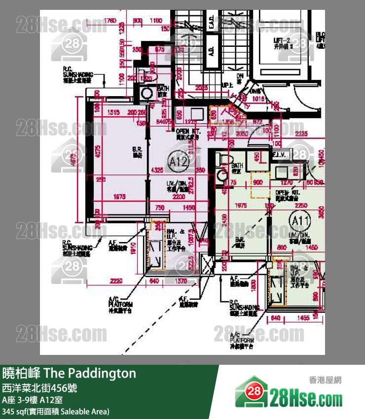曉柏峰 A座3樓 A12室 平面圖