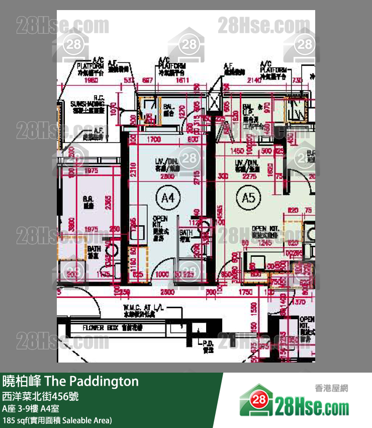 曉柏峰 A座8樓 A4室 平面圖