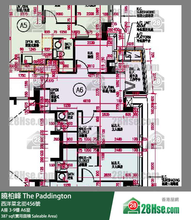 曉柏峰 A座8樓 A6室 平面圖
