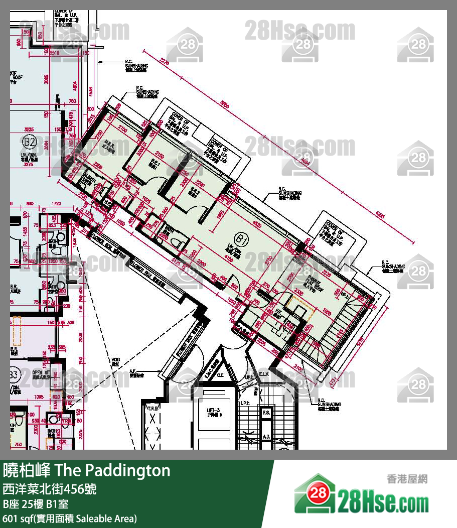 曉柏峰 B座25樓 B1室 平面圖
