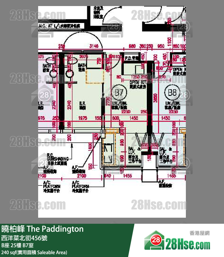 曉柏峰 B座25樓 B7室 平面圖