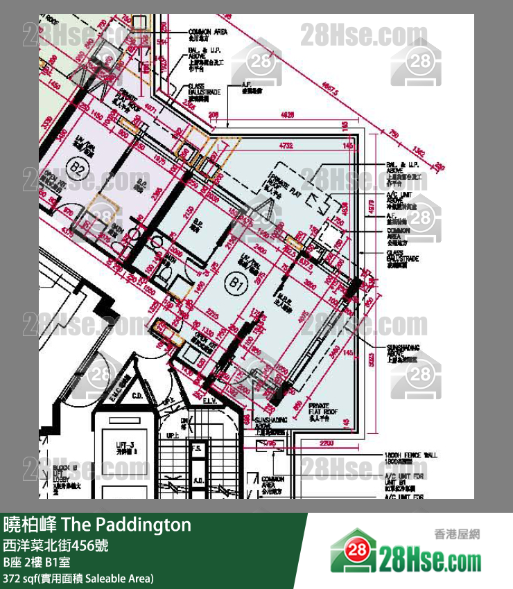 曉柏峰 B座2樓 B1室 平面圖