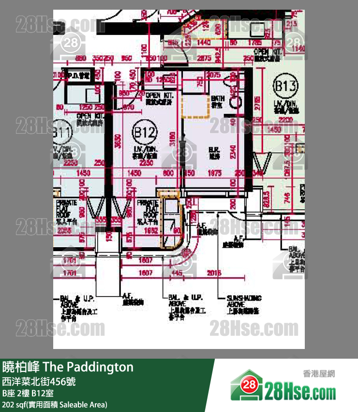 曉柏峰 B座2樓 B12室 平面圖