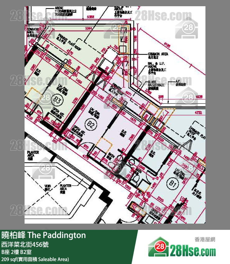 曉柏峰 B座2樓 B2室 平面圖