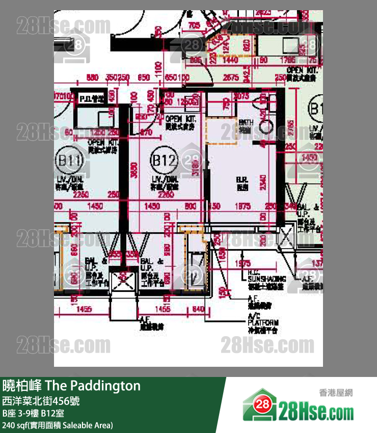 曉柏峰 B座3樓 B12室 平面圖