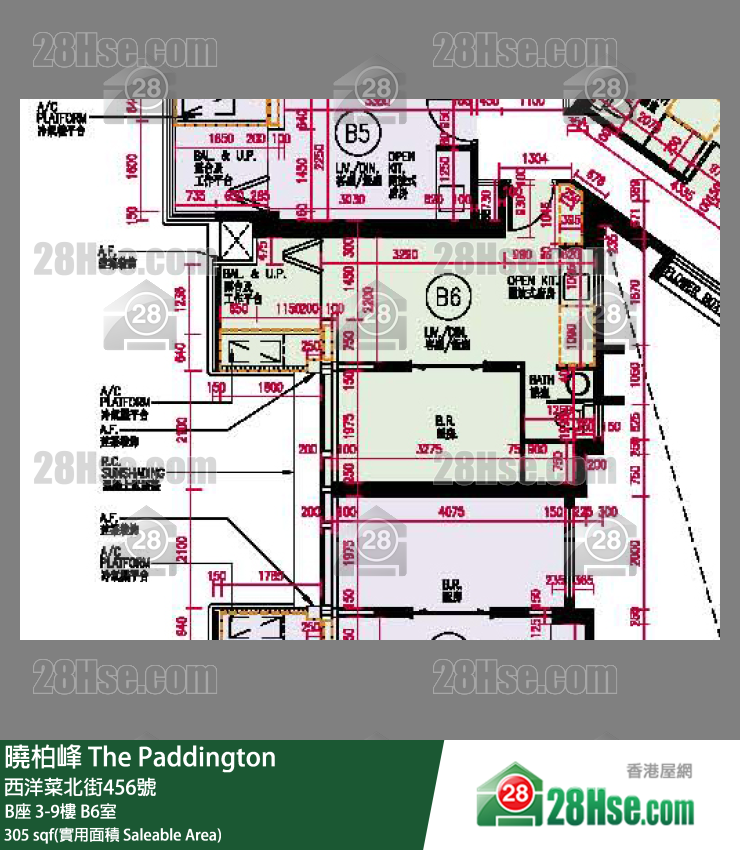 曉柏峰 B座9樓 B6室 平面圖
