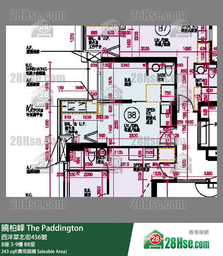 曉柏峰 B座8樓 B8室 平面圖