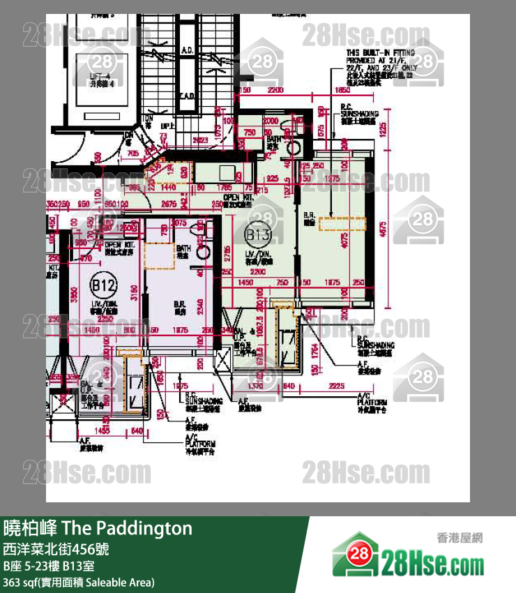 曉柏峰 B座22樓 B13室 平面圖