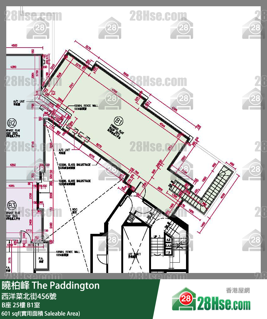 曉柏峰 B座25樓 B1室 平面圖