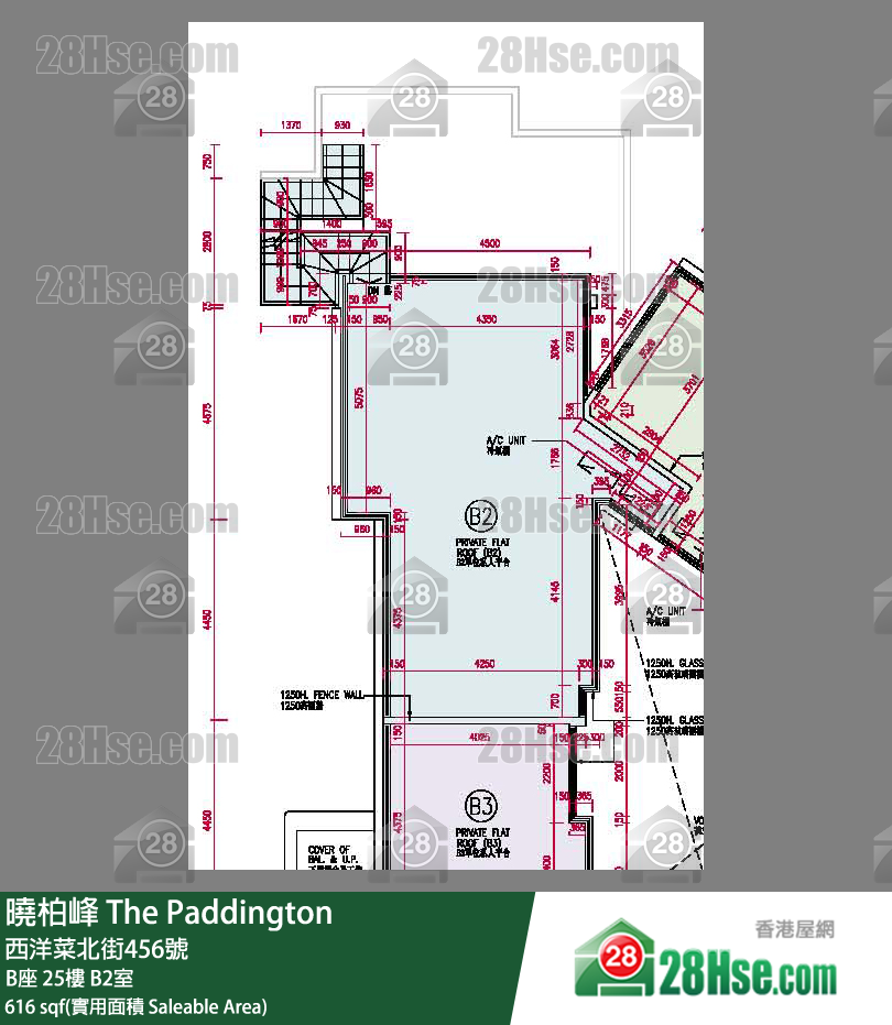 曉柏峰 B座25樓 B2室 平面圖