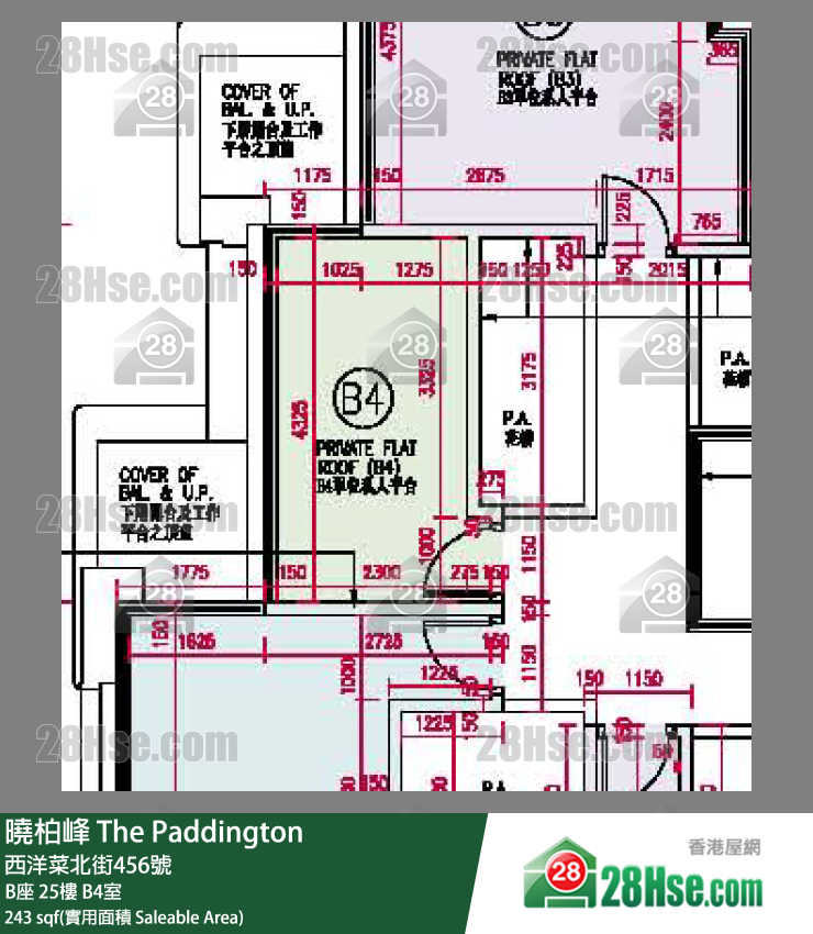 曉柏峰 B座25樓 B4室 平面圖