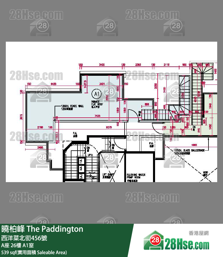 曉柏峰 A座26樓 A1室 平面圖