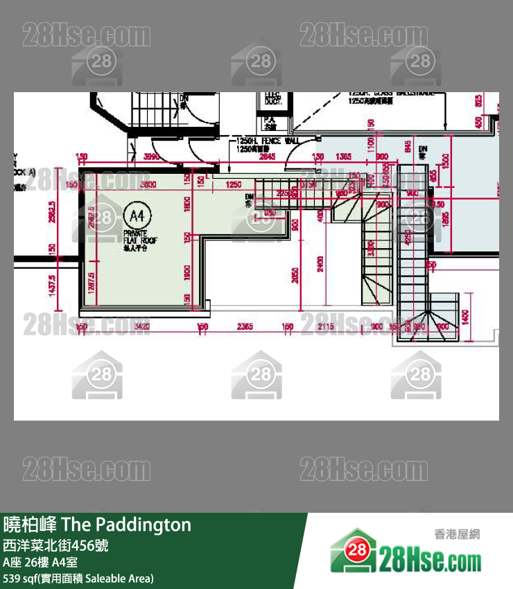 曉柏峰 A座26樓 A4室 平面圖