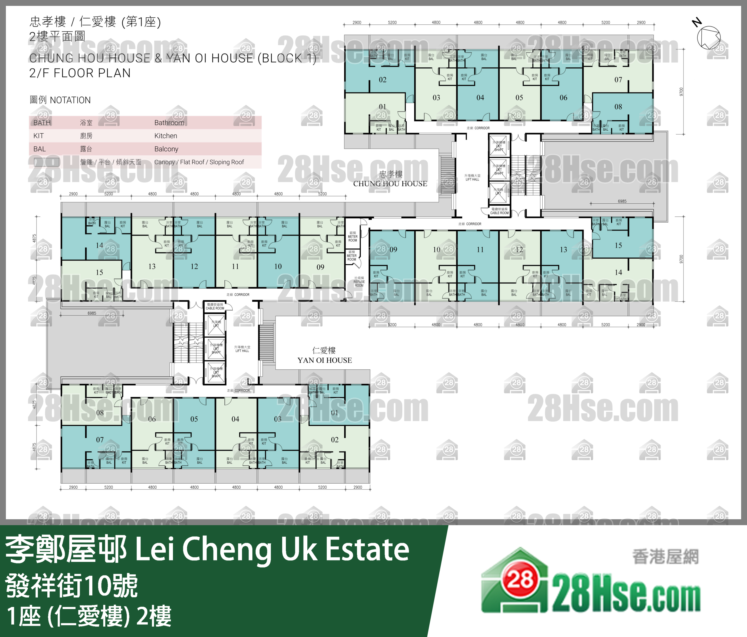 1座 (仁愛樓) 2樓 平面圖