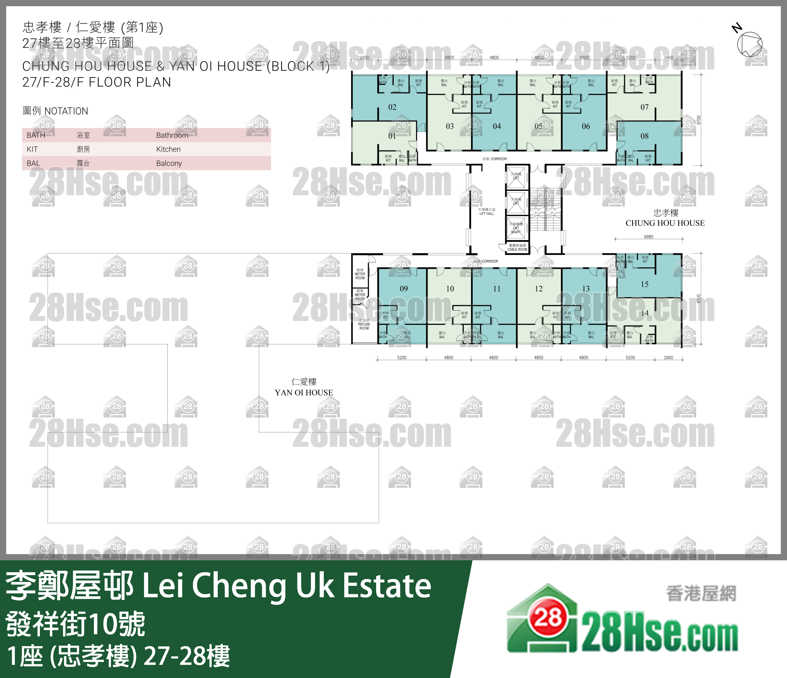 1座 (忠孝樓) 27-28樓 平面圖