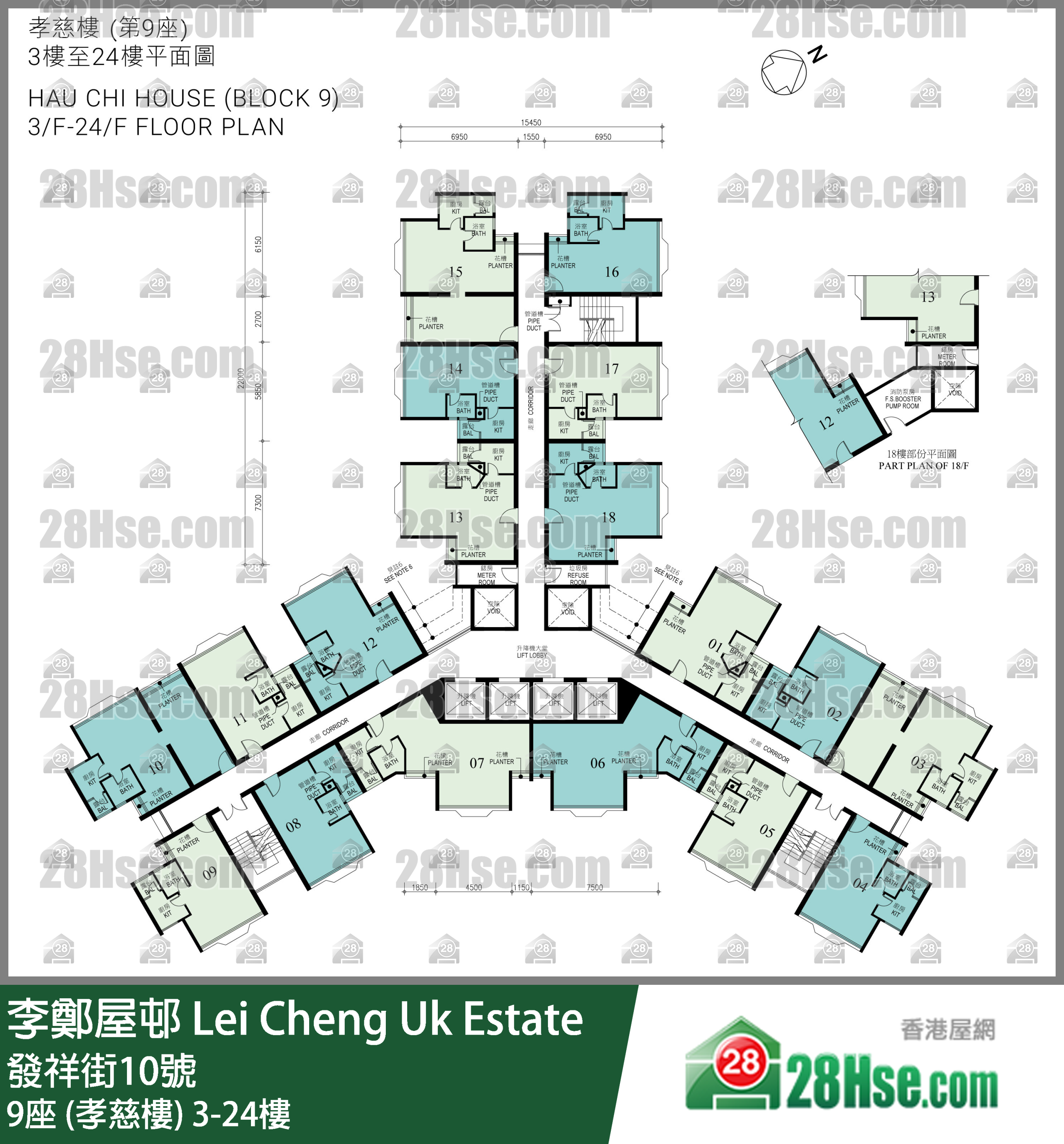 9座 (孝慈樓) 3-24樓 平面圖