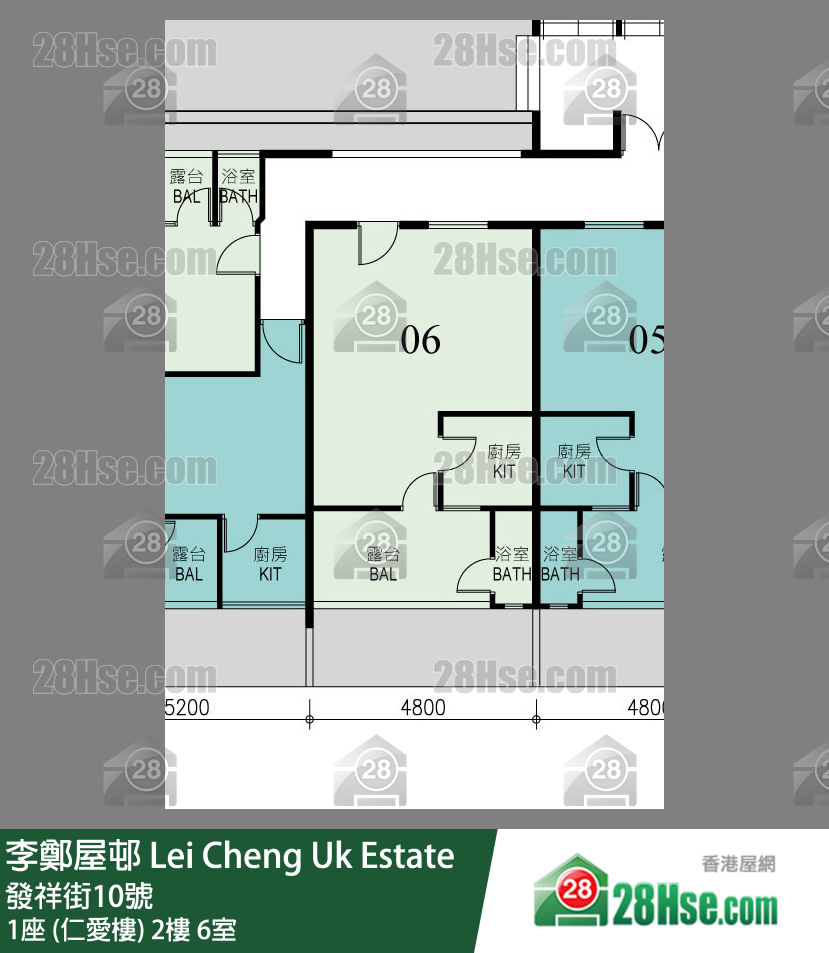 李鄭屋邨 1座 (仁愛樓)2樓 6室 平面圖