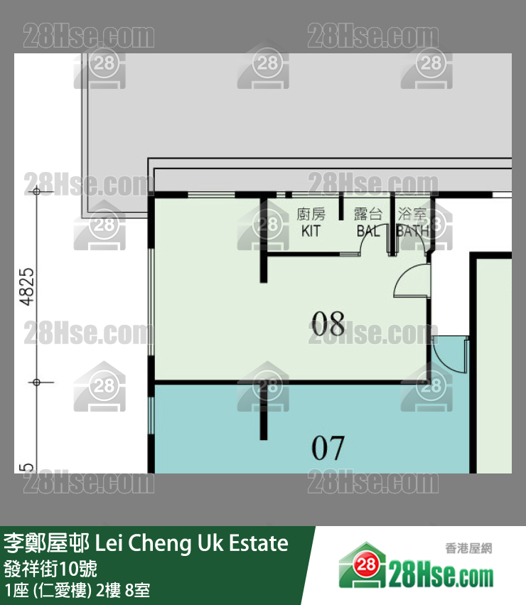 李鄭屋邨 1座 (仁愛樓)2樓 8室 平面圖