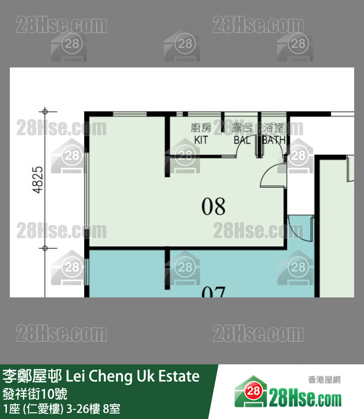 李鄭屋邨 1座 (仁愛樓)5樓 8室 平面圖