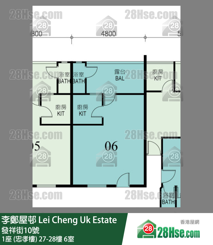李鄭屋邨 1座 (忠孝樓)28樓 6室 平面圖