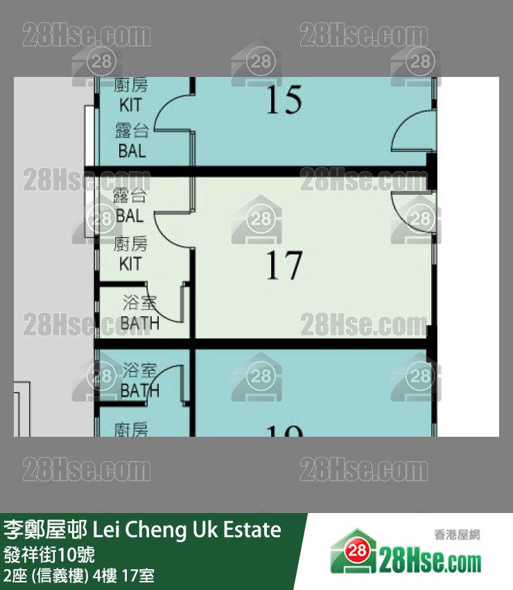 李鄭屋邨 2座 (信義樓)4樓 17室 平面圖