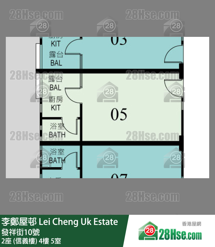 李鄭屋邨 2座 (信義樓)4樓 5室 平面圖