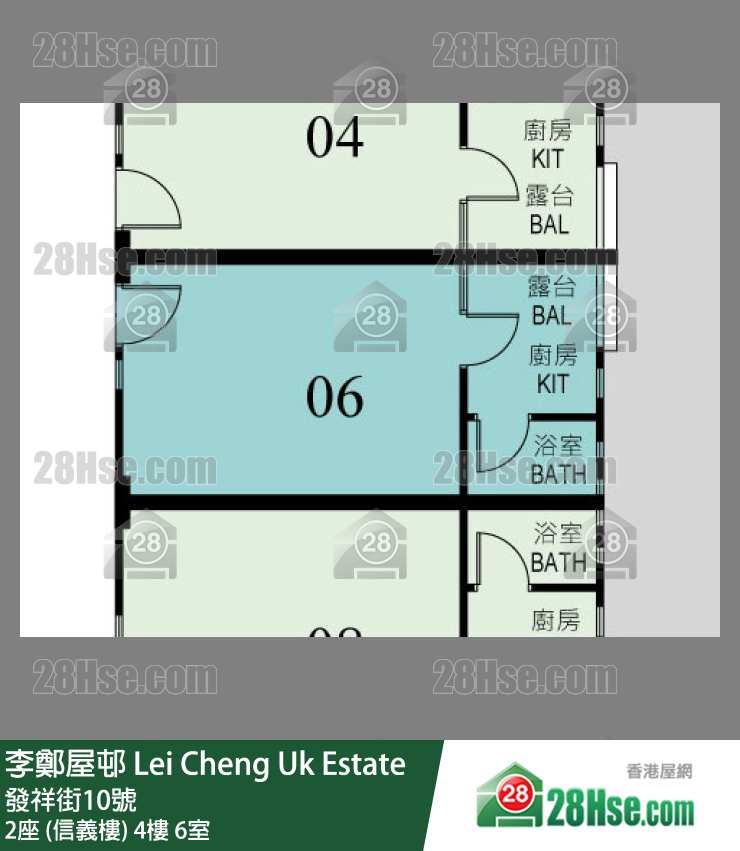 李鄭屋邨 2座 (信義樓)4樓 6室 平面圖