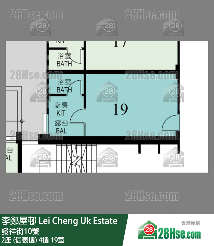 李鄭屋邨 2座 (信義樓)4樓 19室 平面圖