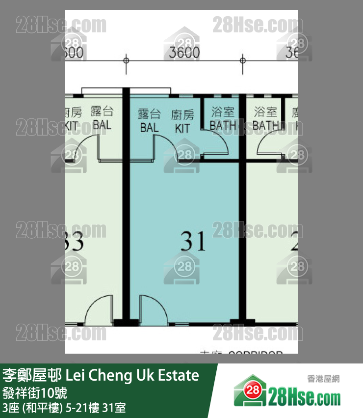 李鄭屋邨 3座 (和平樓)10樓 31室 平面圖