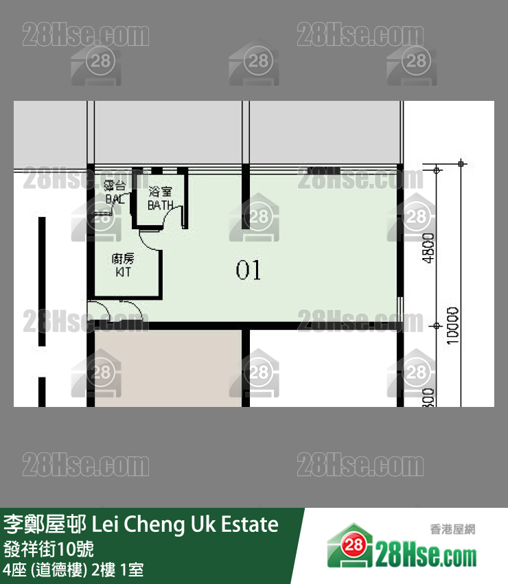 李鄭屋邨 4座 (道德樓) 2樓 1室 平面圖
