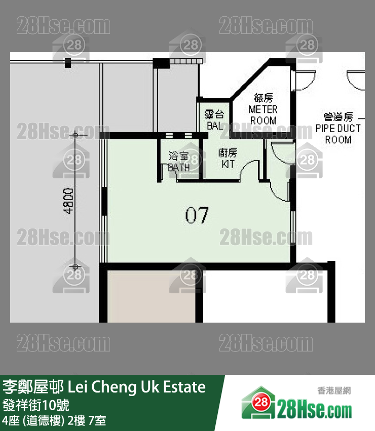 李鄭屋邨 4座 (道德樓) 2樓 7室 平面圖