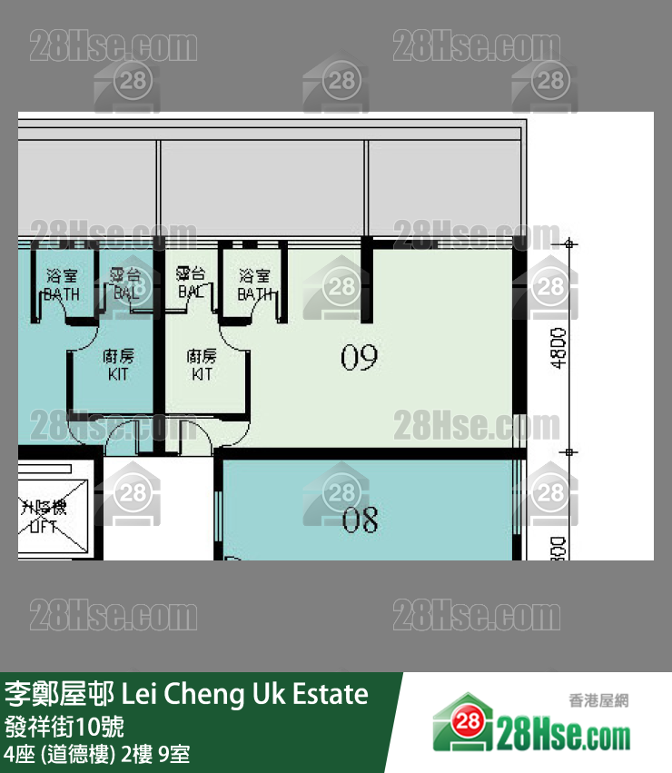 李鄭屋邨 4座 (道德樓)2樓 9室 平面圖