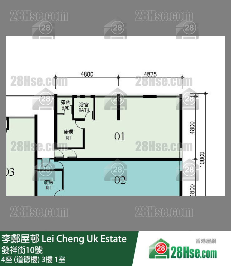 李鄭屋邨 4座 (道德樓)3樓 1室 平面圖