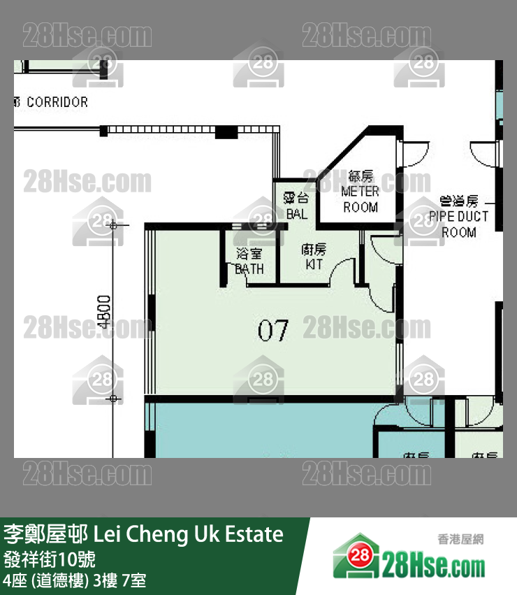 李鄭屋邨 4座 (道德樓)3樓 7室 平面圖