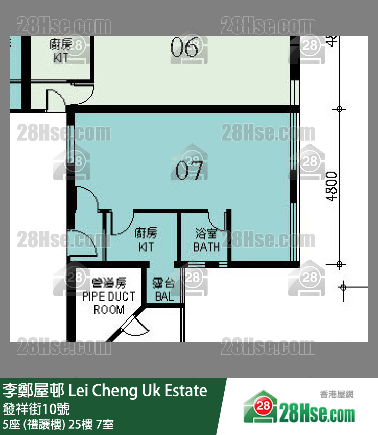 李鄭屋邨 5座 (禮讓樓)25樓 7室 平面圖