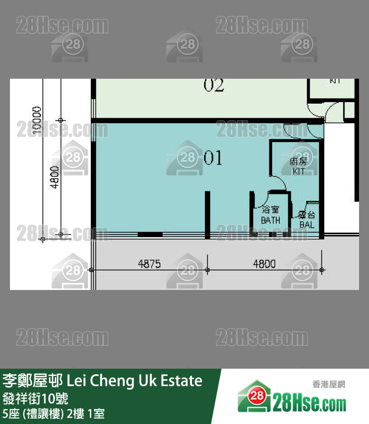 李鄭屋邨 5座 (禮讓樓)2樓 1室 平面圖