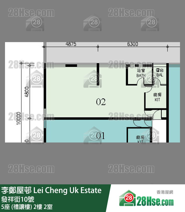 李鄭屋邨 5座 (禮讓樓)2樓 2室 平面圖